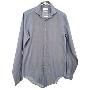Calvin Klein Men's Blue Dress Shirt Slim Fit Button Up Size 15 Neck 34 Sleeve